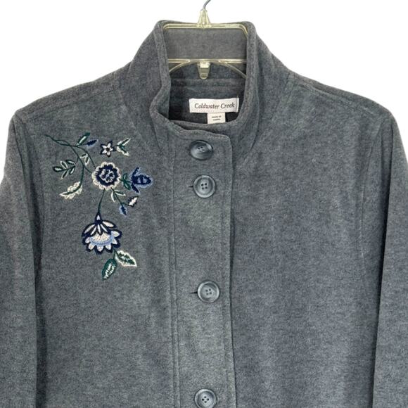 VTG Coldwater Creek Jacket Women M Floral Embroidered Fleece Cottage Soft Grunge - Picture 2 of 12